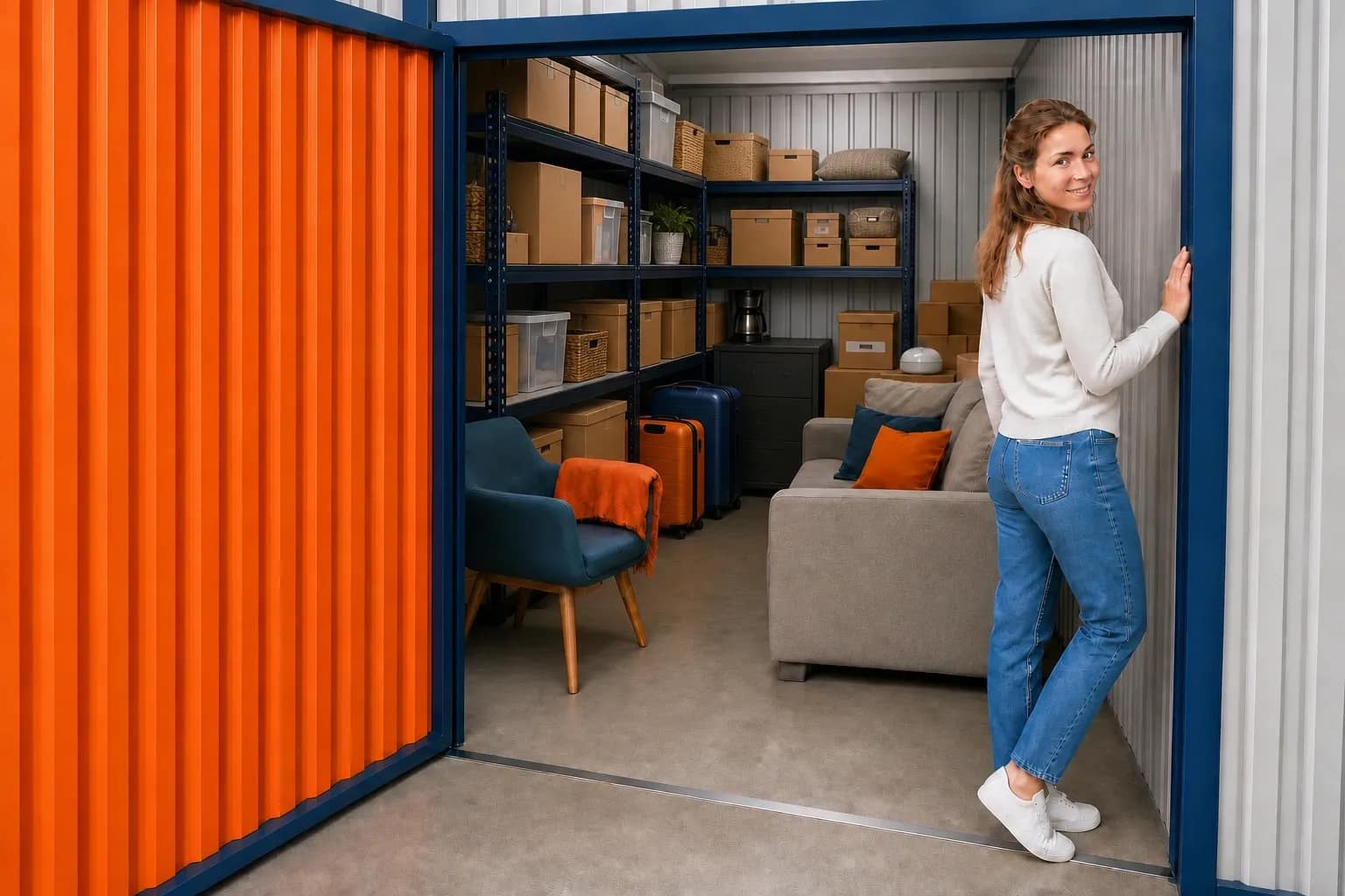 Мебель, коробки и чемоданы, компактно размещённые в отдельном ROOM