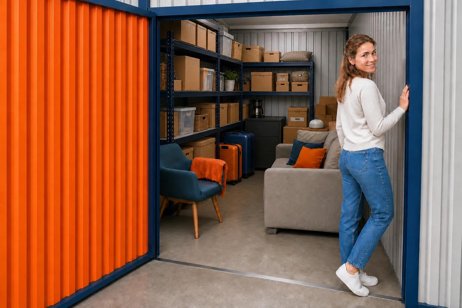 Мебель, коробки и чемоданы, компактно размещённые в отдельном ROOM